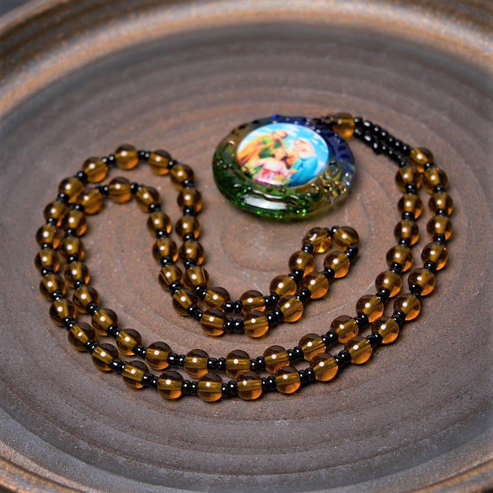 the Holy Family Dark Brown Beads Necklace