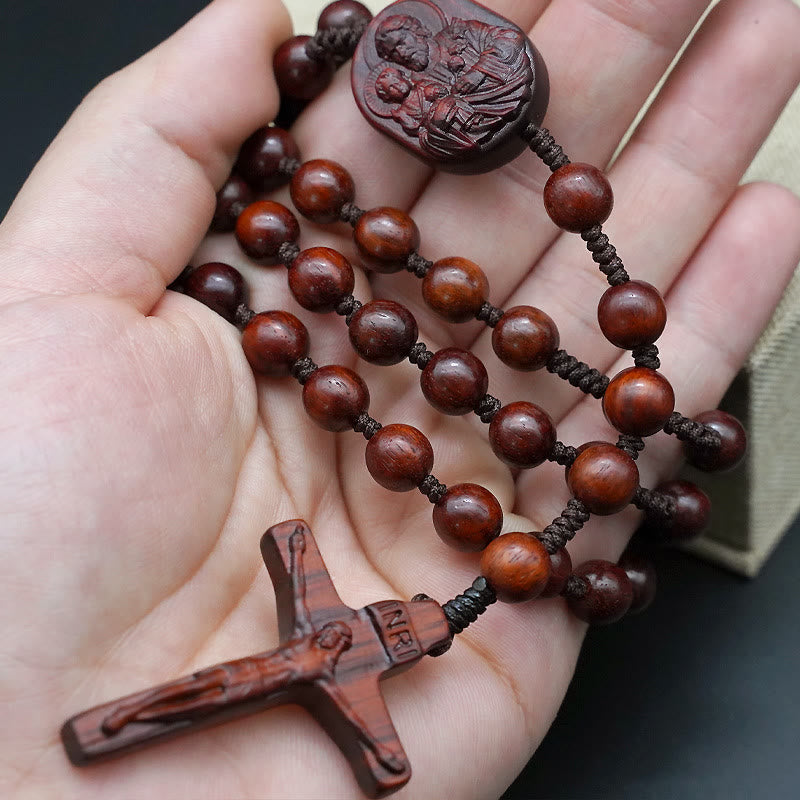 Wood Beads Crucifix Prayer Rosary