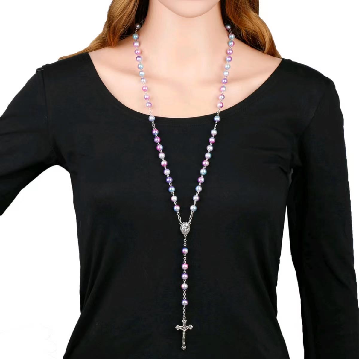 Two-color Plastic Crucifix Rosary