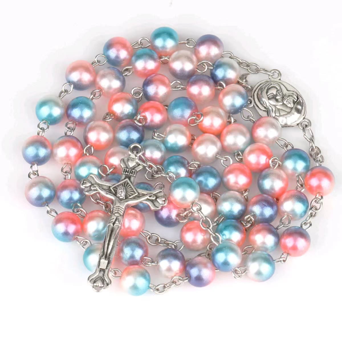 Two-color Plastic Crucifix Rosary