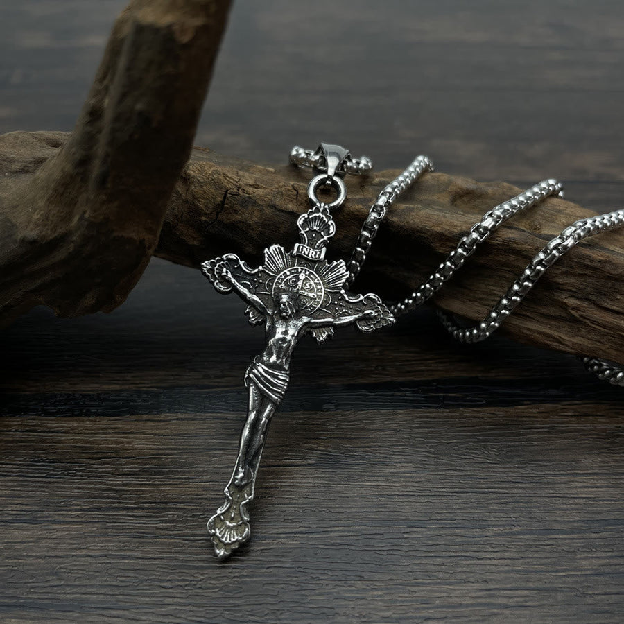 St. Benedict Symbol Crucifix Necklace