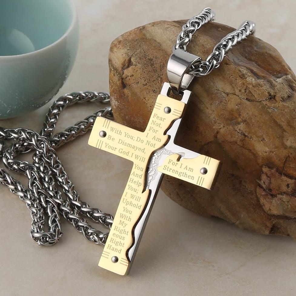 Jesus HeavySaint Crucifix Religion Cross Pendant Necklace