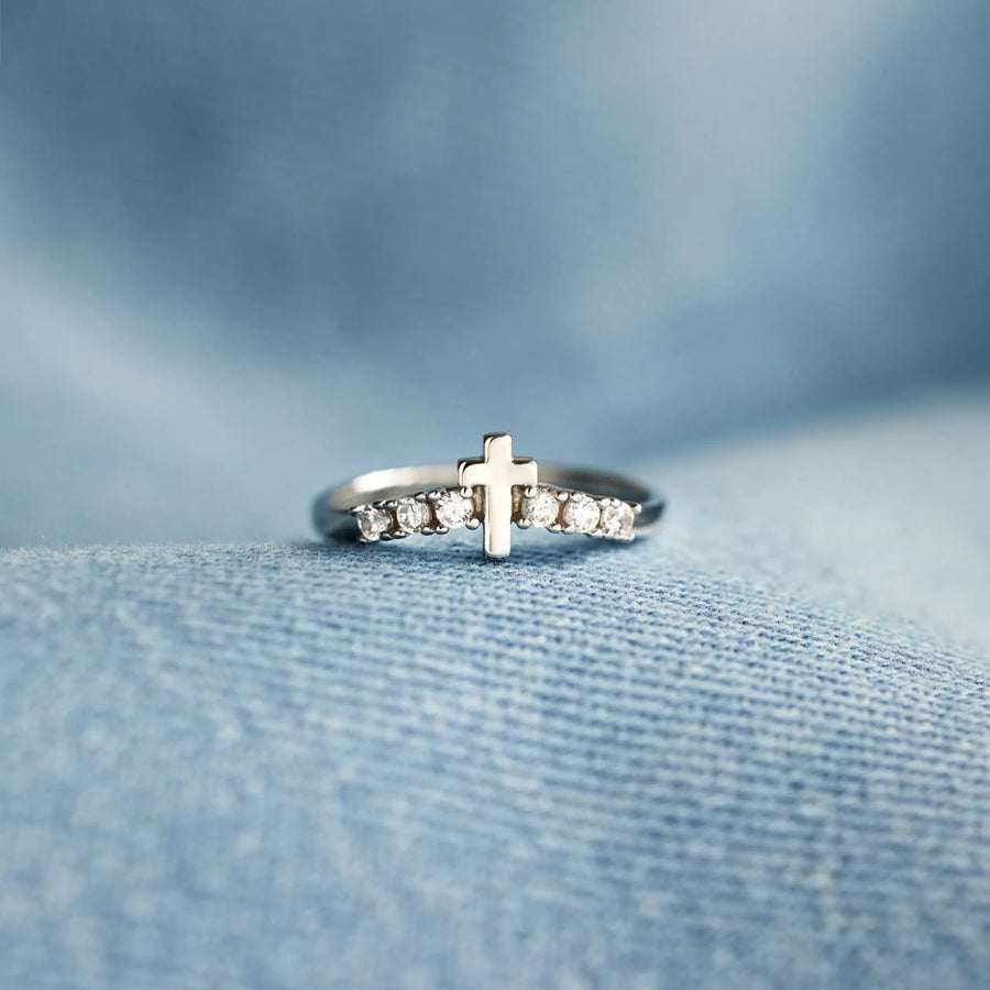 Minimalist Jesus Cross Zirconia Ring