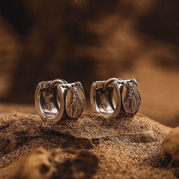 Virgin Mary Silver Earrings Religion Jewelry