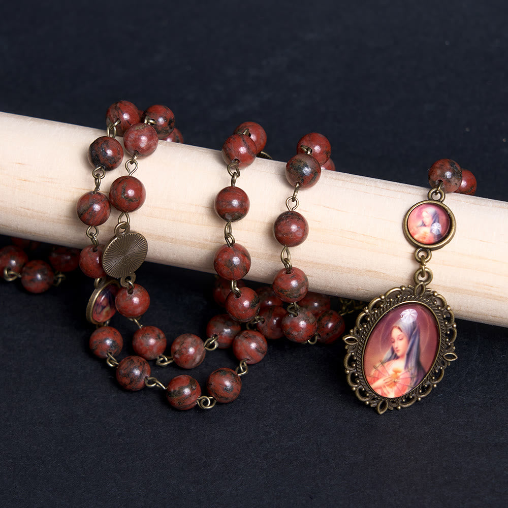 Our Lady Seven Sorrows Natural Sesame Stone Rosary