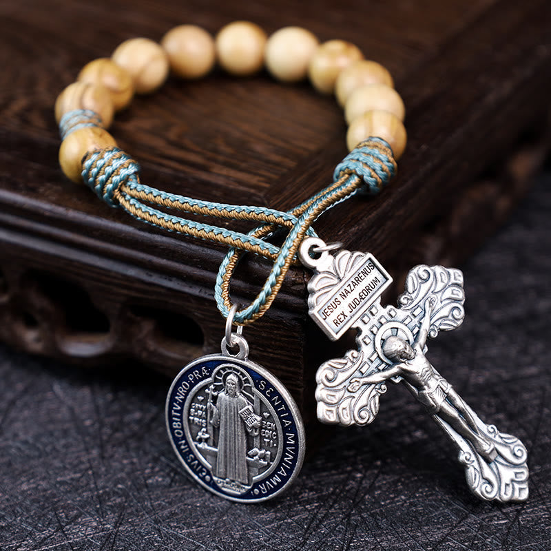 Olive Wood Saint Benedict Medal Decade Rosary