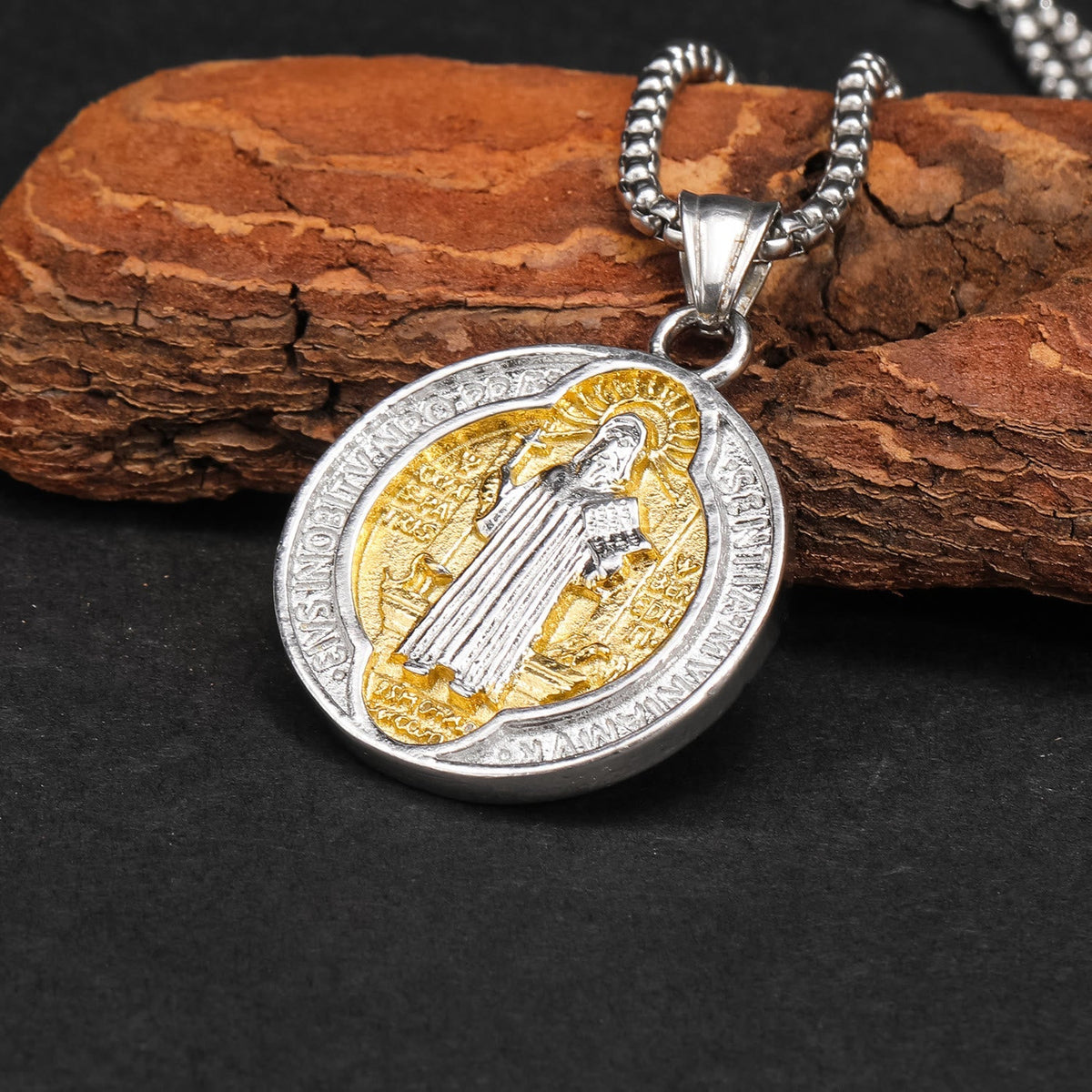 Classic Retro Style Crafted St. Benedict Sacred Protection Pendant Necklace