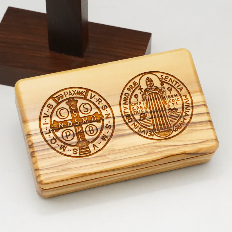 Classic Style Devotional St. Benedict Olive Wood Rosary Set