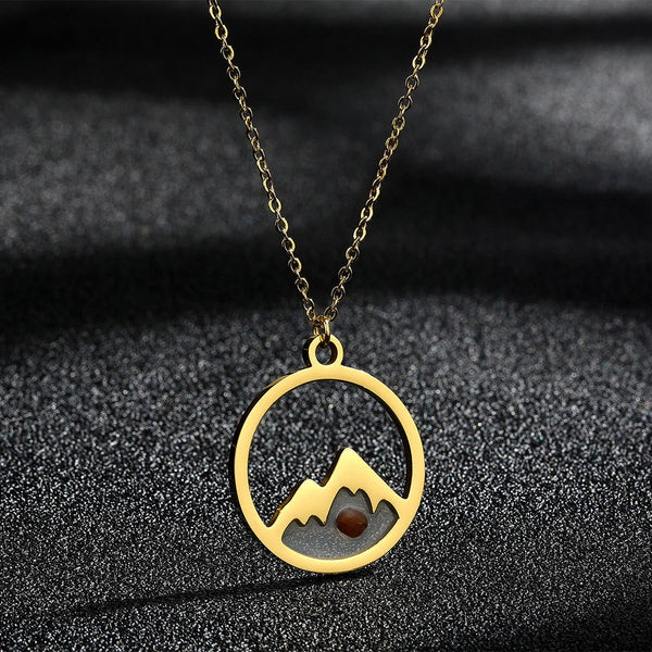 Modern Style Mountain Mustard Seed Faith Pendant Necklace