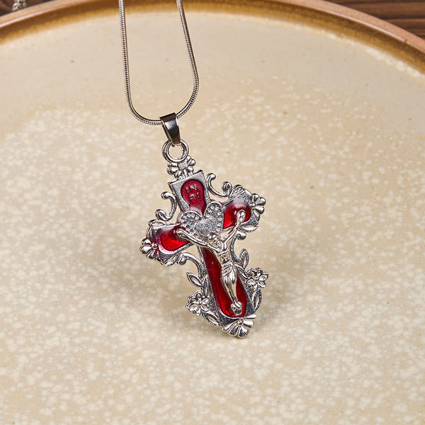 4 Color Classic Style Jesus Cross Faith Crucifix Pendant Necklace