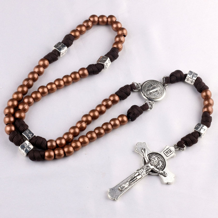 St. Benedict Medal & Crucifix of 10mm Round Multicolor Paracord Rosary