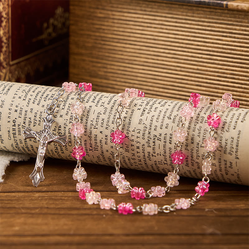 Heart of Thorns & Our Lady of Guadalupe of 10mm Heart Green Glass Alloy Chain Rosary