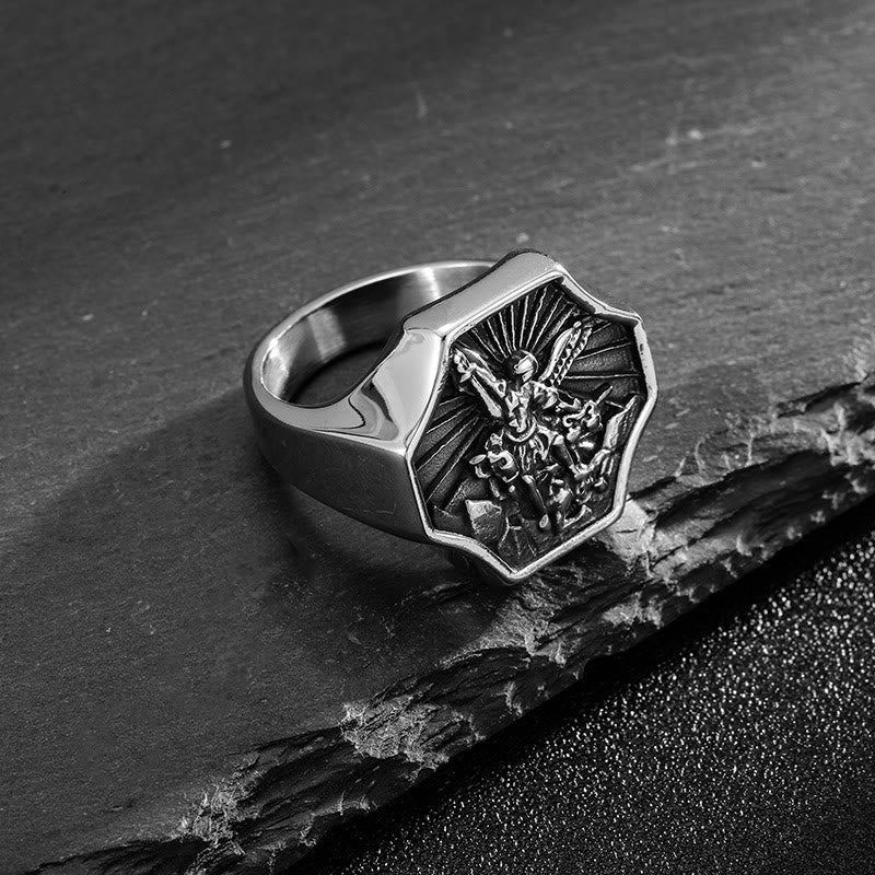 Exclusive Crafted Archangel St. Michael Ring - Expression of Daily Faith