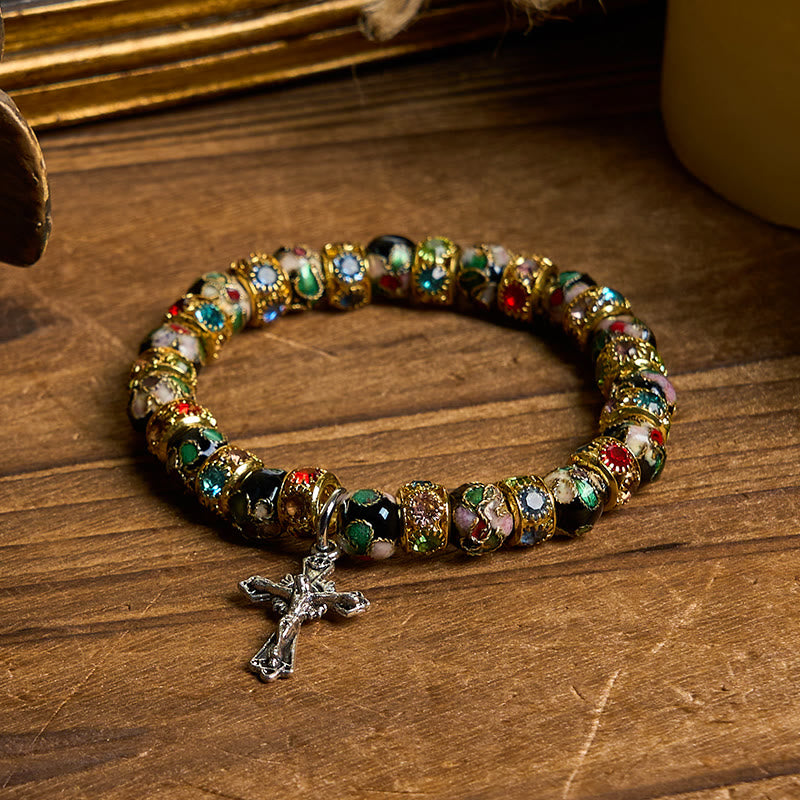 Handcrafted Cloisonné Beads Timeless Faith Bracelet: A Testament of Christ's Presence