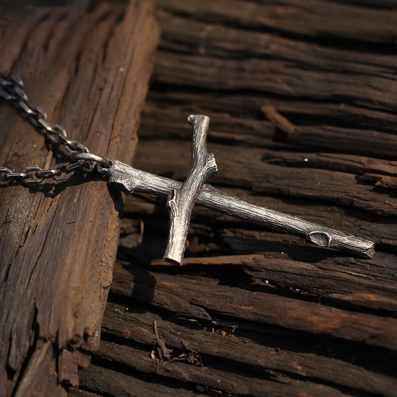 925 Sterling Silver Modern & Minimalist Cross Necklace: A Tribute to Raw Faith