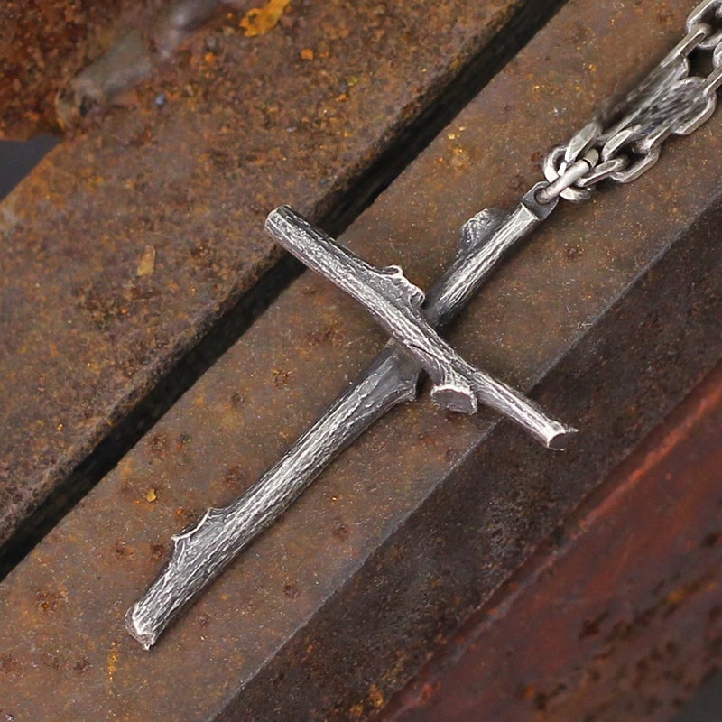 925 Sterling Silver Modern & Minimalist Cross Necklace: A Tribute to Raw Faith