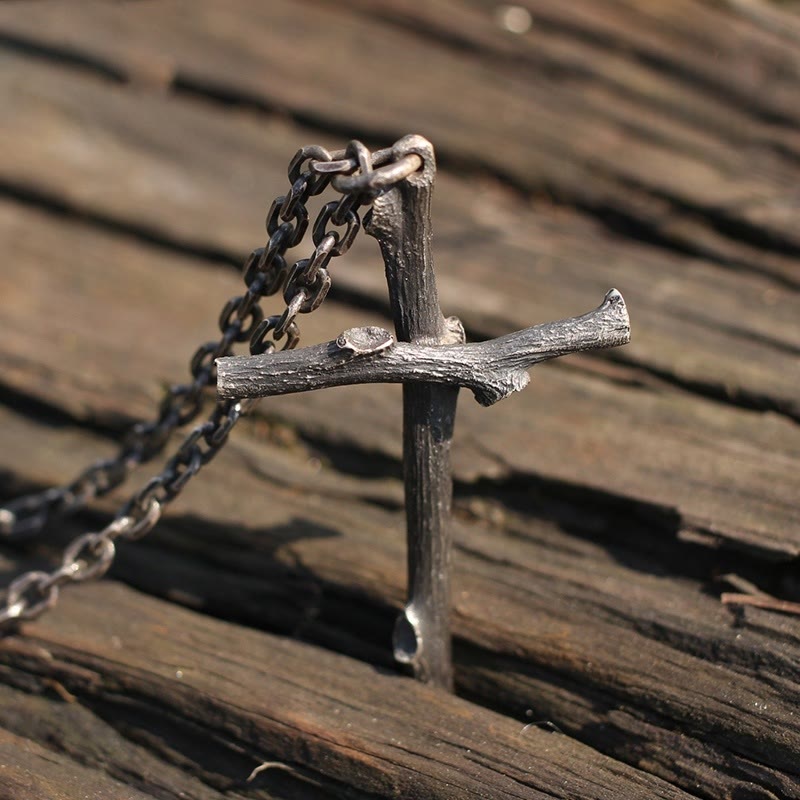 925 Sterling Silver Modern & Minimalist Cross Necklace: A Tribute to Raw Faith