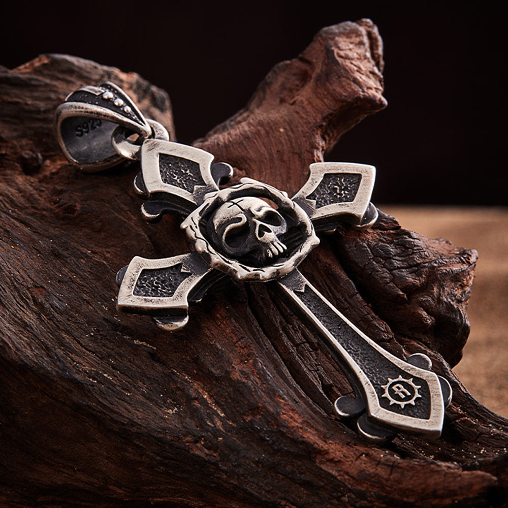 Vintage Holy Cross with Skull Necklace: A Profound Symbol of Faith's Darker Depths