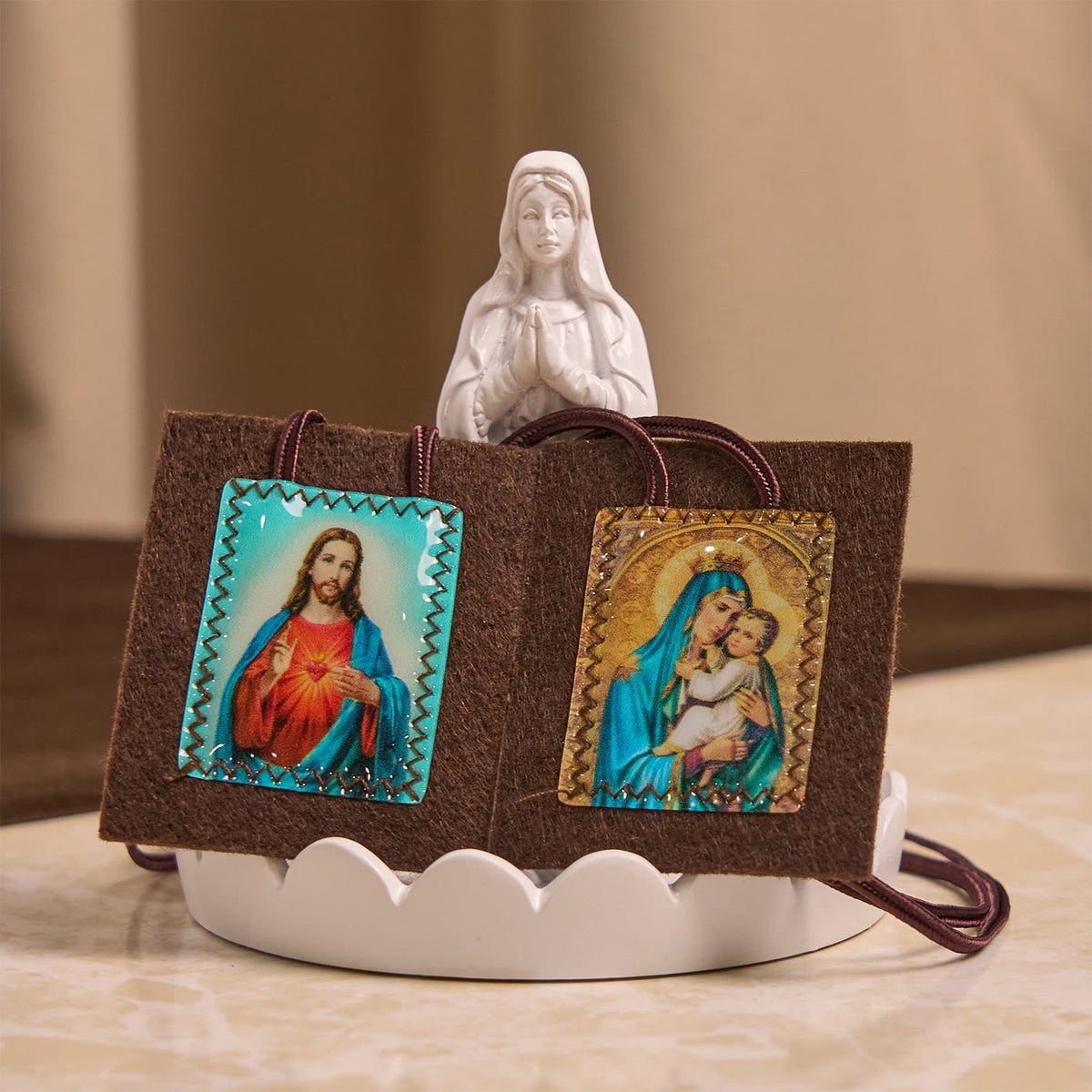 Blessed Brown Wool Scapular of Our Lady of Mt. Carmel & Sacred Heart: Unique Spiritual Bond