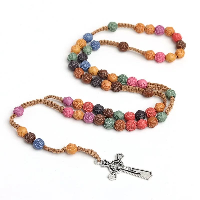 Multicolor Prayer Rose Beads Rosary