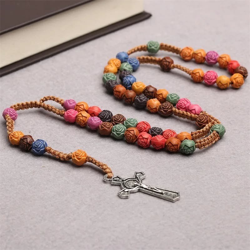Multicolor Prayer Rose Beads Rosary