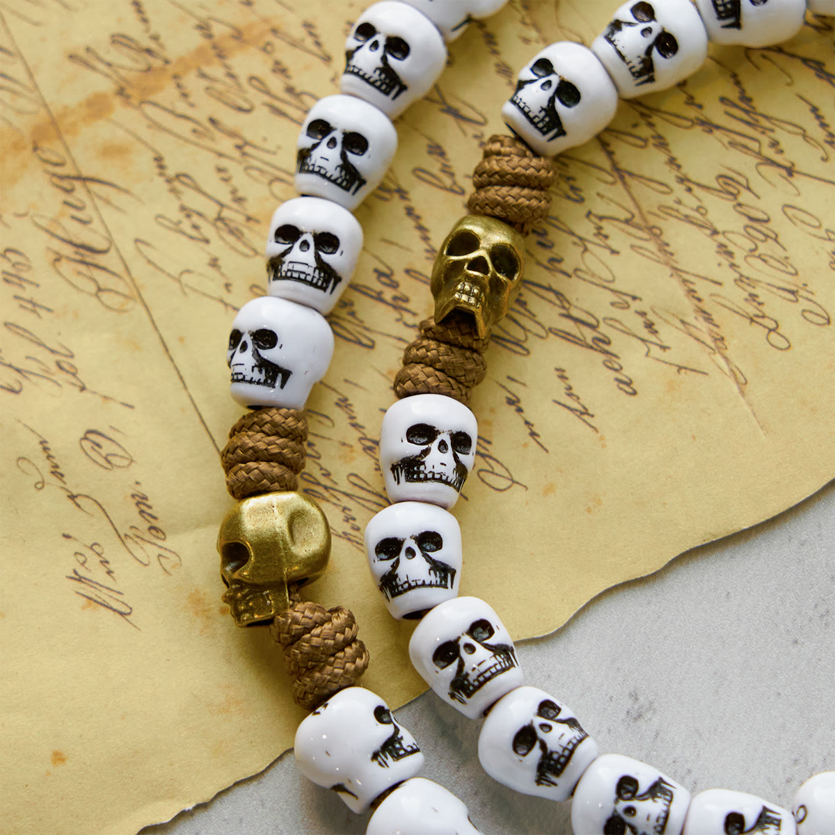 Rebel Style White Skull Beads with Miraculous Medal & INRI Crucifix Rosary