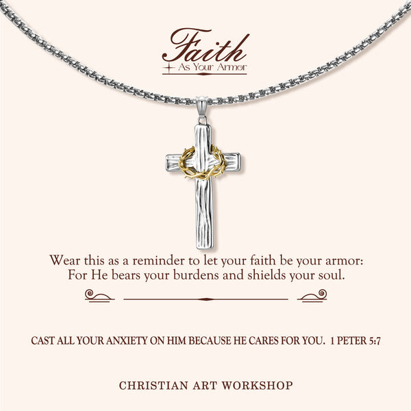 FAITH AS YOUR ARMOR: Jesus Crown Of Thorns Cross Sacred Necklace