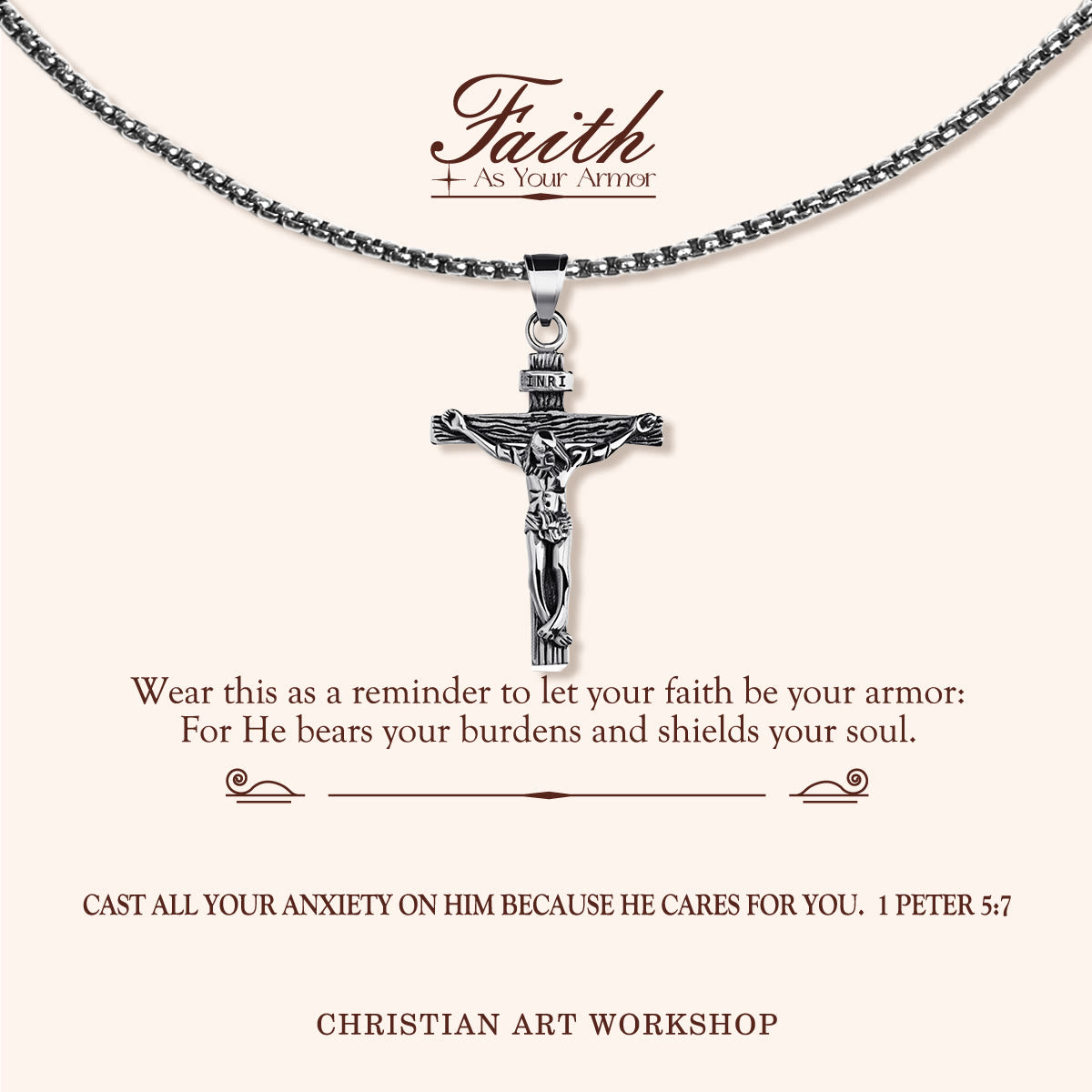 FAITH AS YOUR ARMOR: Crucifix Pendant Charm Necklace