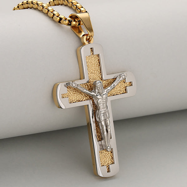 Polished Crucifix Pendant Necklace Available in Four Timeless Color Styles
