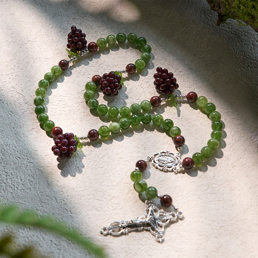 Green and Purple Grape Bead Rosary Inspired by Christ the True Vine