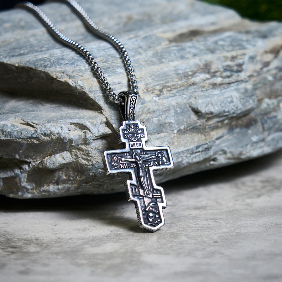 Two-Color Orthodox Crucifix Necklace with Profound Spiritual Meaning