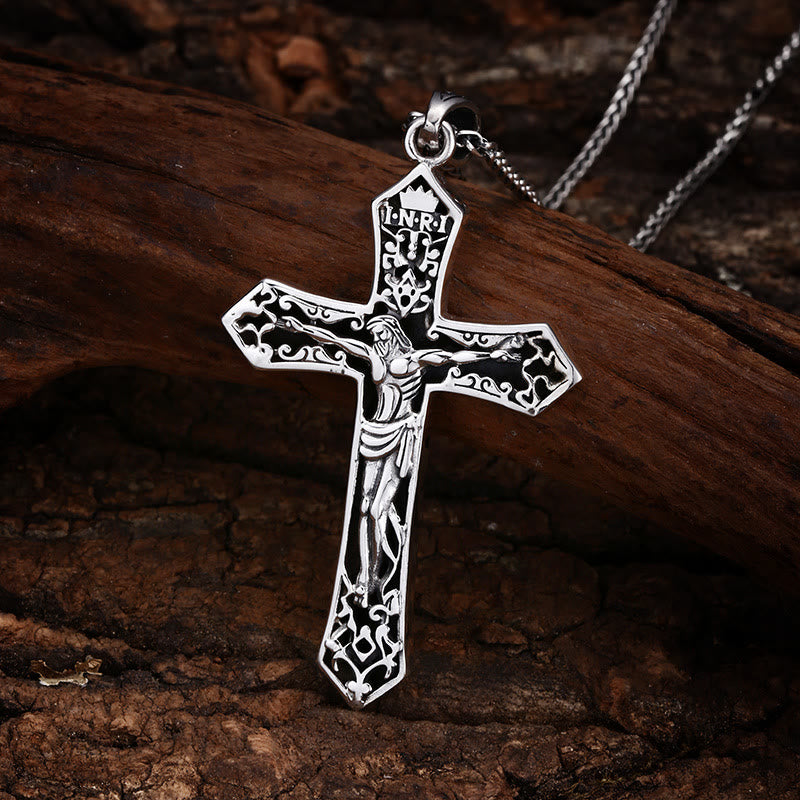 Vintage - Style Sterling Silver INRI Crucifix Pendant: A Timeless Emblem of Sacrifice and Grace