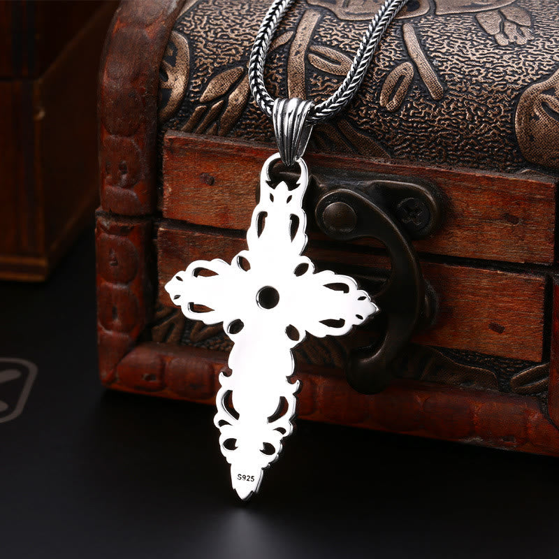 Classic Sterling Silver Filigree Cross Necklace with Zircon: A Profound Symbol of Faith