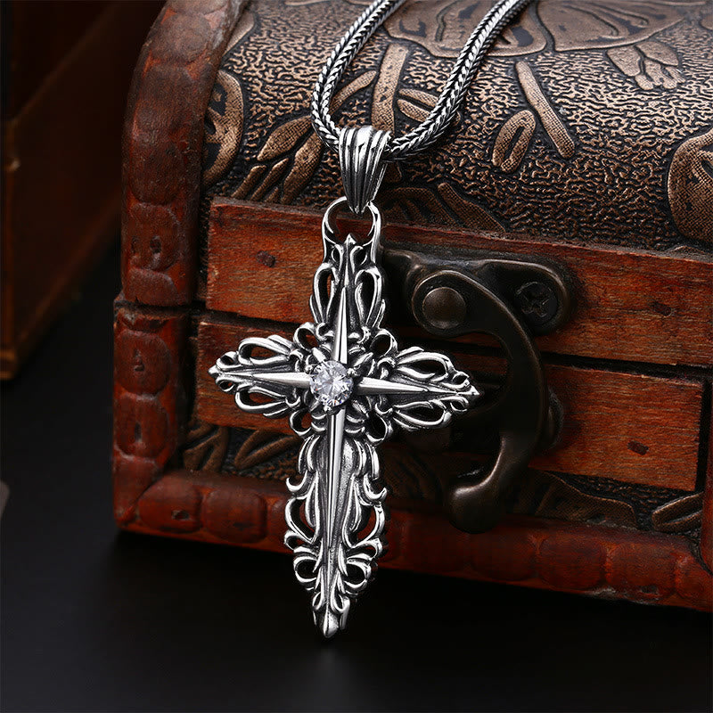 Classic Sterling Silver Filigree Cross Necklace with Zircon: A Profound Symbol of Faith