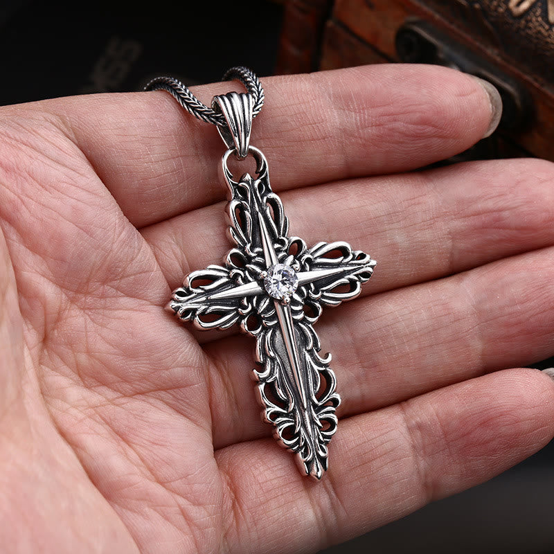 Classic Sterling Silver Filigree Cross Necklace with Zircon: A Profound Symbol of Faith