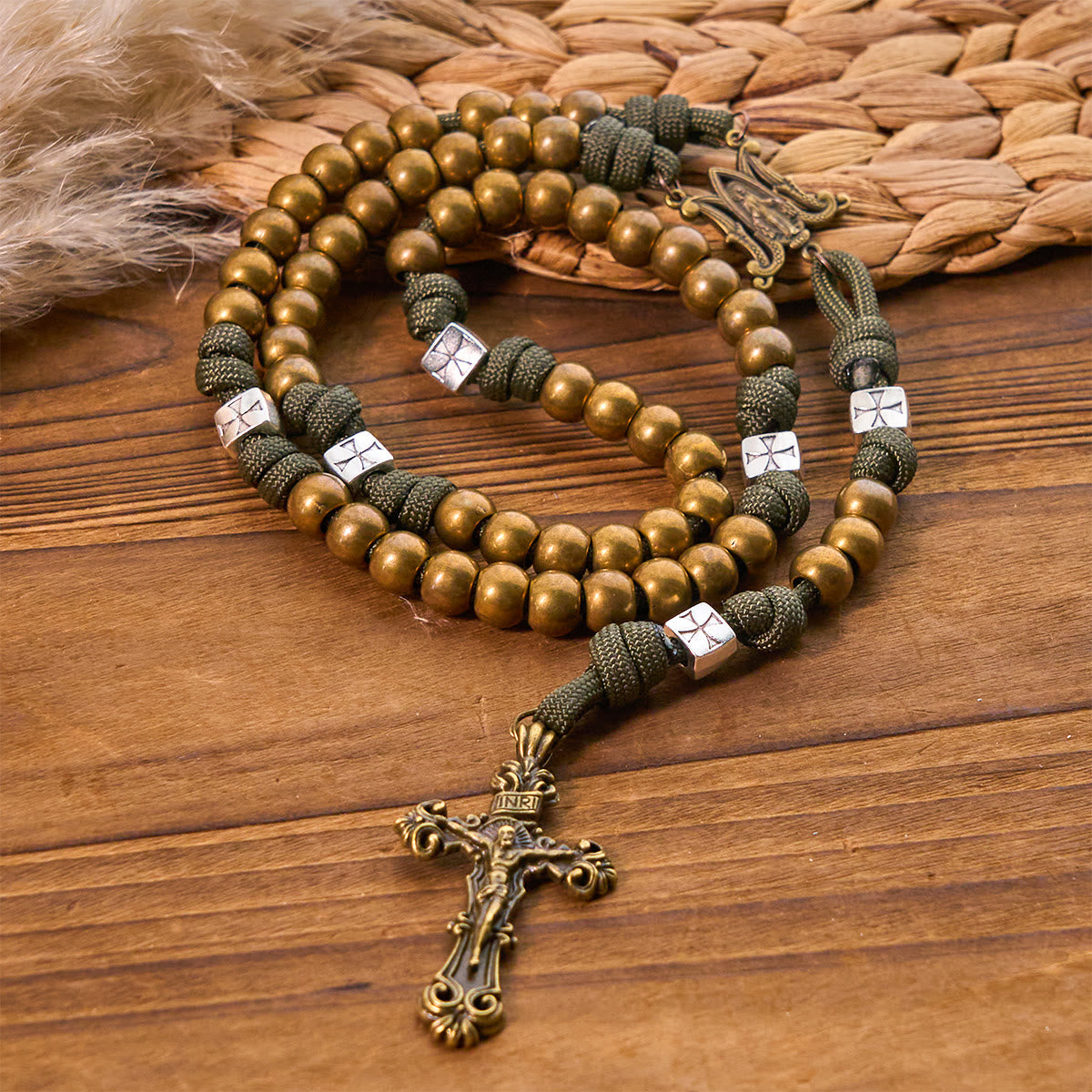 Enduring Faith Paracord Rosary with Bronze Beads: Tradition Woven with Strength