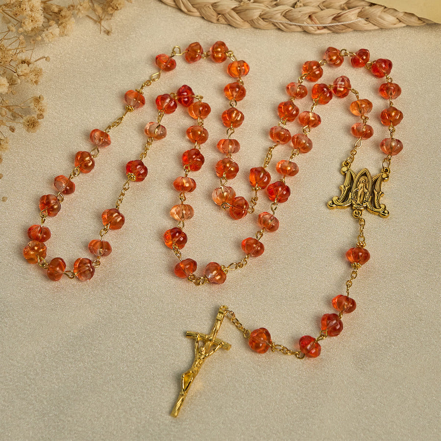 Pumpkin - Shaped Beads Rosary, Bracelet