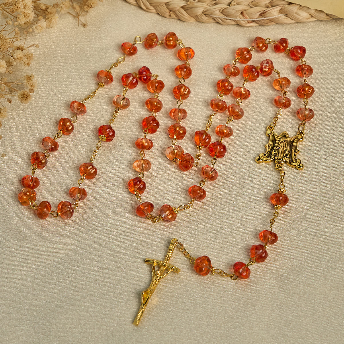 Thanksgiving Gift: Sacred Pumpkin Beads Rosary | Honoring God’s Grace in the Form of a Pumpkin