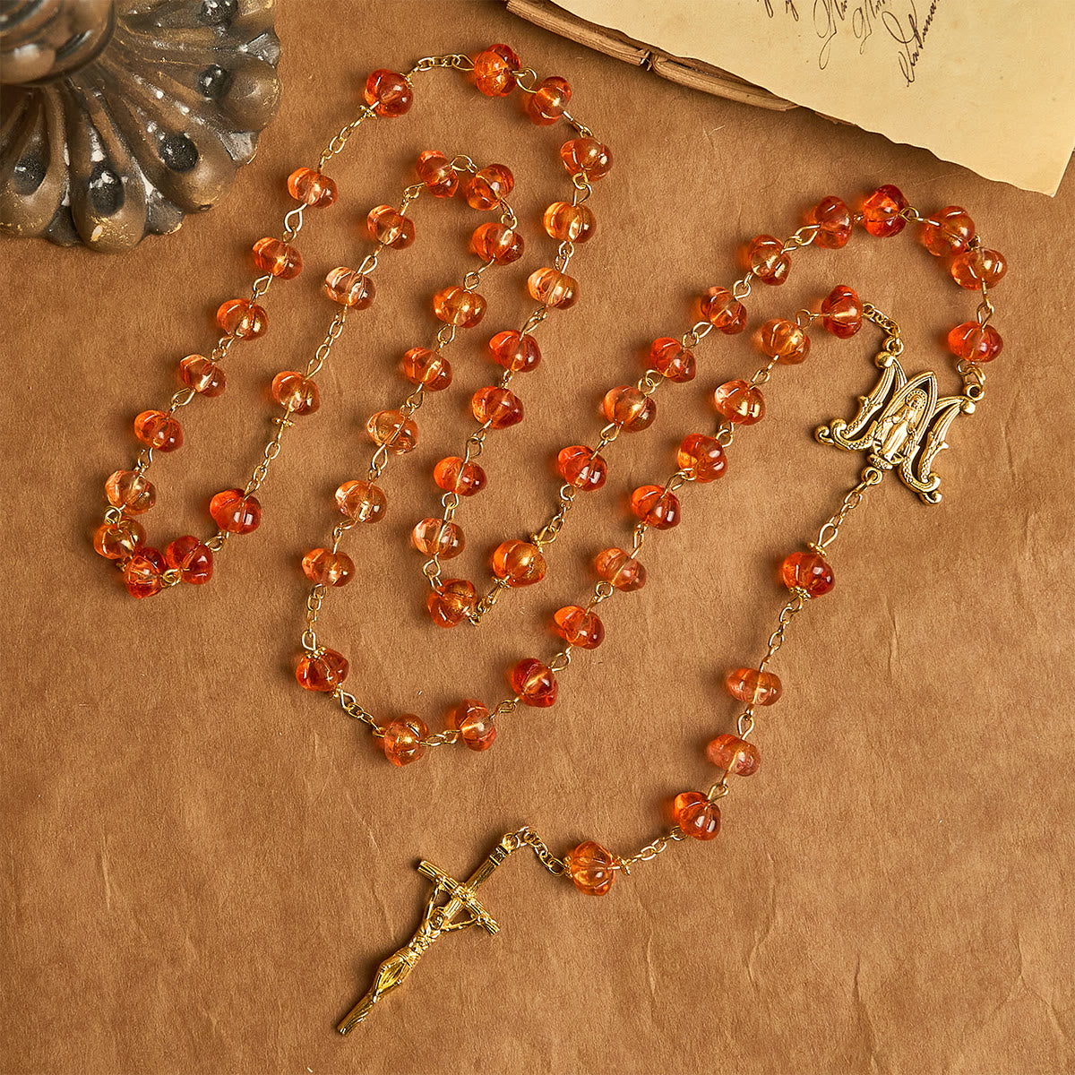 Pumpkin - Shaped Beads Rosary, Bracelet