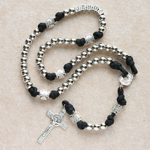 Battle Prayer Custom Rosary in Silver-Toned Beads & Personalized JESUS Letter