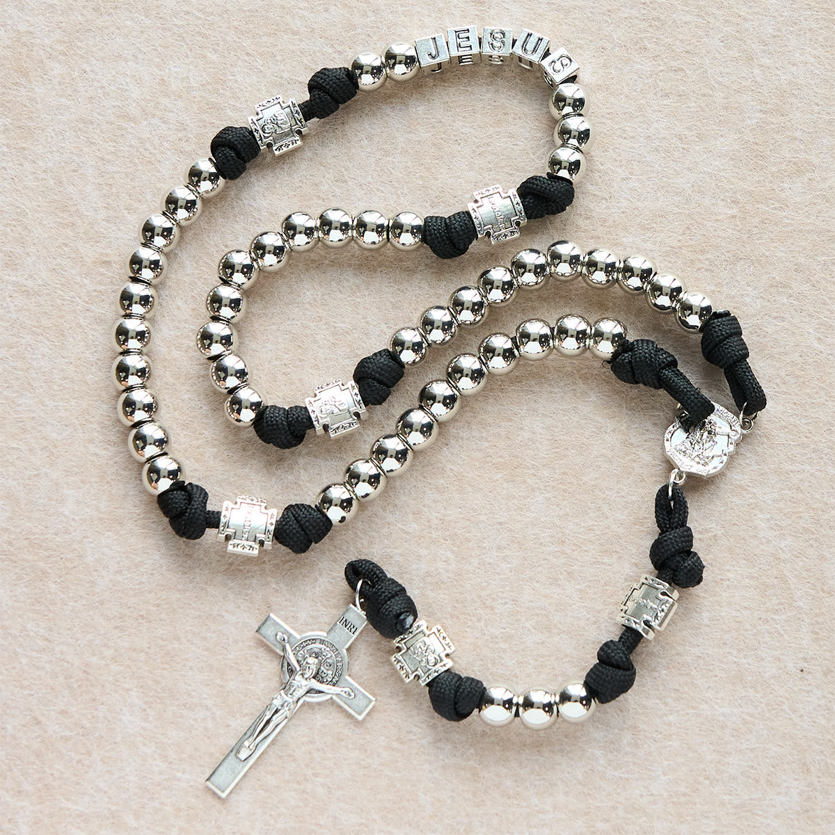 Battle Prayer Custom Rosary in Silver-Toned Beads & Personalized JESUS Letter