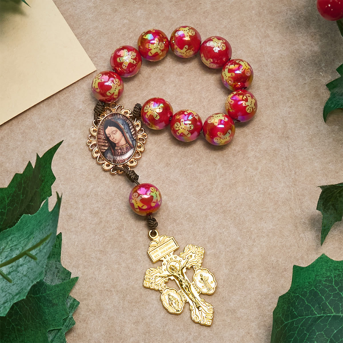 Christmas Devotion Red Green Holiday Beads Pocket Rosary: Pray anywhere, anytime