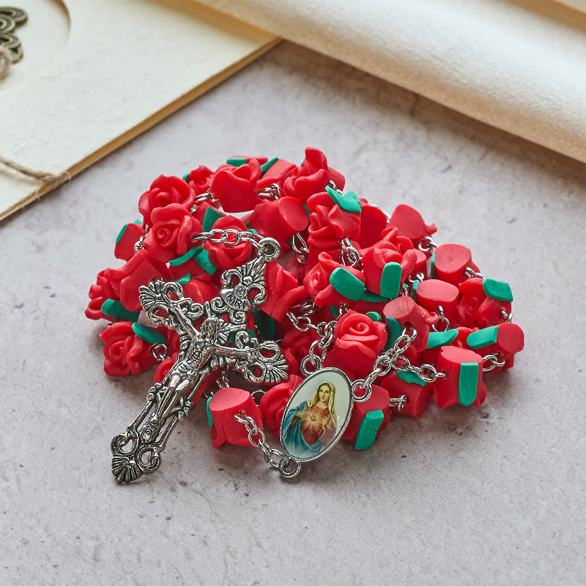 Soft Clay Rose Rosary: Floral Devotion & Handcrafted Spiritual Connection
