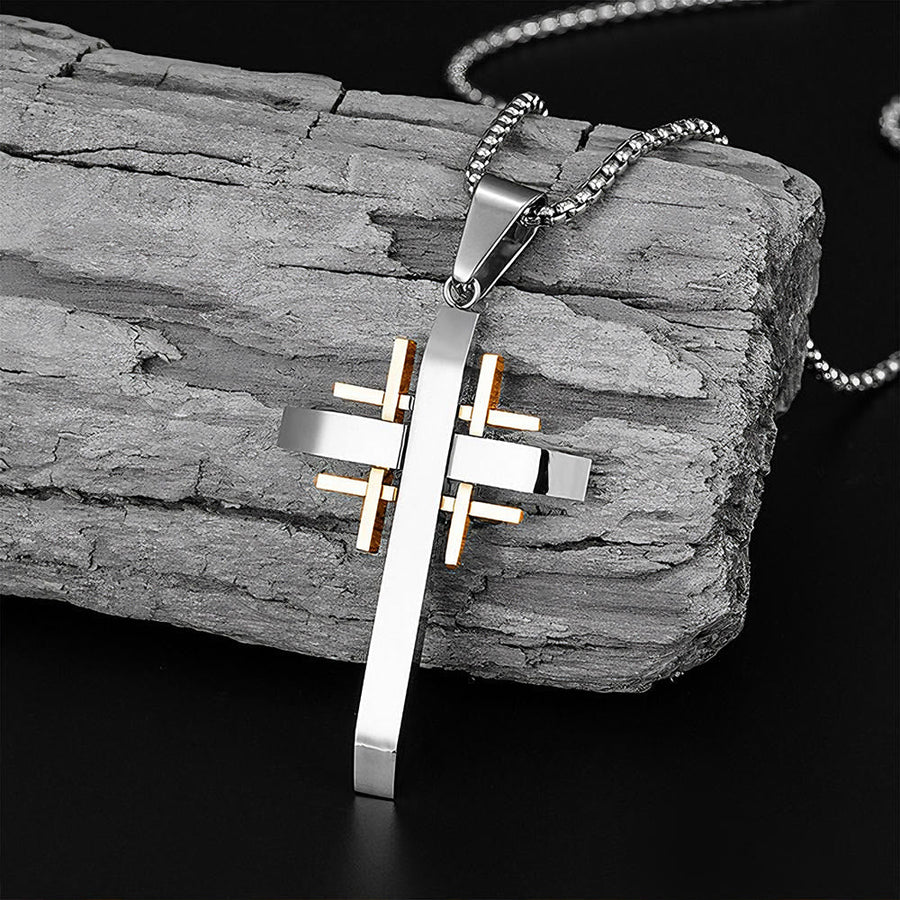 Geometric Cross Pendant Necklace: Modern Faith & Stylish Devotion