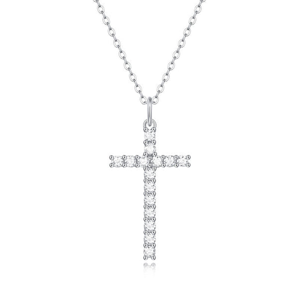Sterling Silver Moissanite Cross Necklace: Faith Elegance & Timeless Sparkle