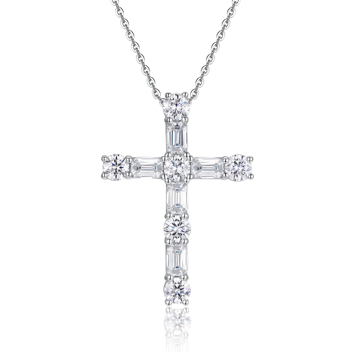 Sterling Silver Moissanite Cross Necklace: Faith Elegance & Timeless Sparkle