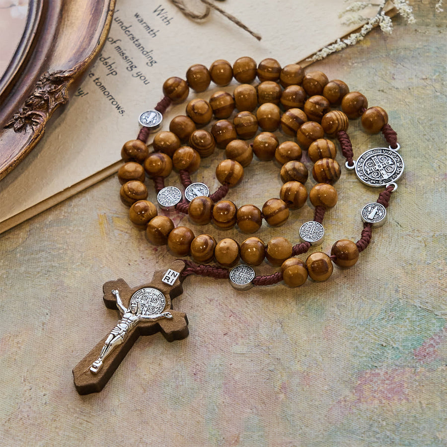 Beaded Rosary with St. Benedict Medal: Tender Faith for Prayer Moments