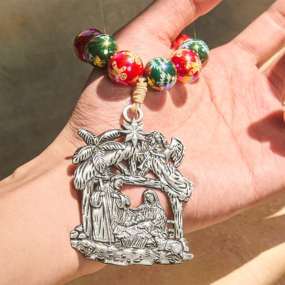 3-Style Christmas Holy Nativity Pocket Rosary: Christmas Shimmer Beads & Unique Birth Scene Pendants