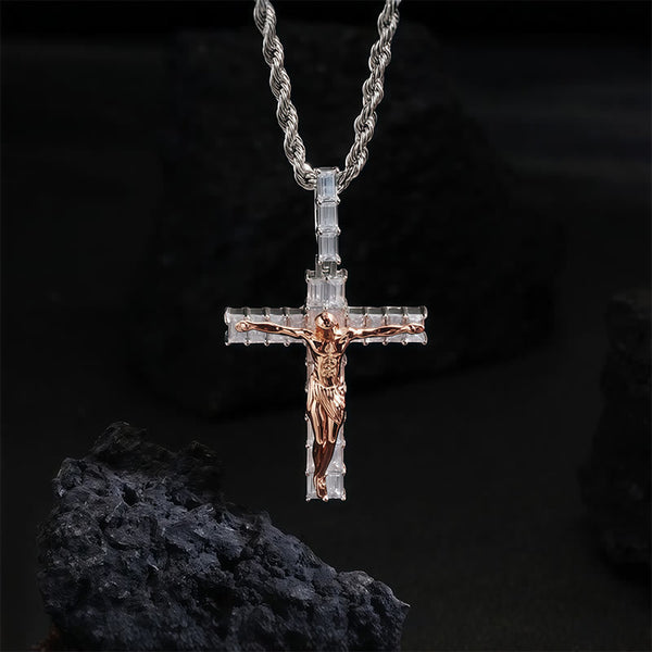 Copper & Zircon Crucifix Necklace: His Sacrifice Close to Your Heart