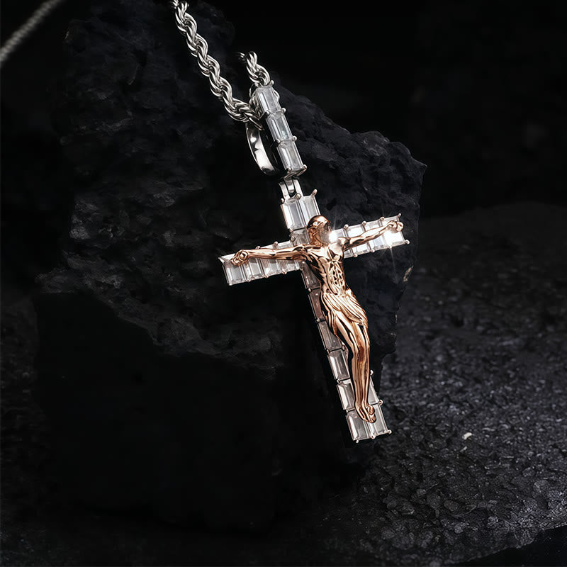 Copper & Zircon Crucifix Necklace: His Sacrifice Close to Your Heart